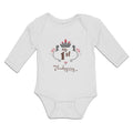 Long Sleeve Bodysuit Baby My 1St Thanksgiving Bird Wings and Leaves Design