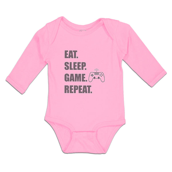 Long Sleeve Bodysuit Baby Eat. Sleep. Game. Repeat. Video Game Cotton - Cute Rascals