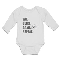 Long Sleeve Bodysuit Baby Eat. Sleep. Game. Repeat. Video Game Cotton - Cute Rascals