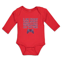 Long Sleeve Bodysuit Baby I'M Proof Daddy Doesn'T Play Video Games Cotton