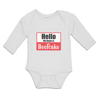 Long Sleeve Bodysuit Baby Hello My Name Is Beefcake Boy & Girl Clothes Cotton - Cute Rascals