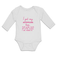 Long Sleeve Bodysuit Baby My Attitude from Pretty Women Am Related Cotton