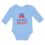 Long Sleeve Bodysuit Baby Raised Right with An American Republican Flag Cotton