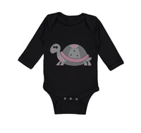 Long Sleeve Bodysuit Baby Pink and Grey Turtle Funny Boy & Girl Clothes Cotton