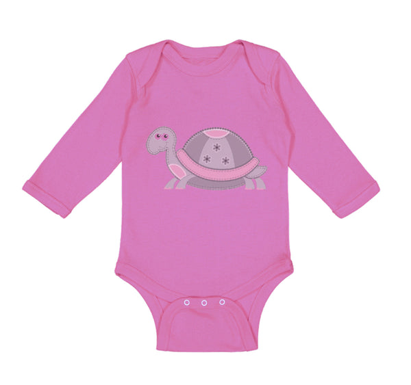 Long Sleeve Bodysuit Baby Pink and Grey Turtle Funny Boy & Girl Clothes Cotton