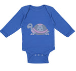 Long Sleeve Bodysuit Baby Pink and Grey Turtle Funny Boy & Girl Clothes Cotton