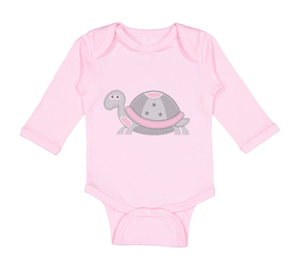 Long Sleeve Bodysuit Baby Pink and Grey Turtle Funny Boy & Girl Clothes Cotton
