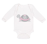 Long Sleeve Bodysuit Baby Pink and Grey Turtle Funny Boy & Girl Clothes Cotton