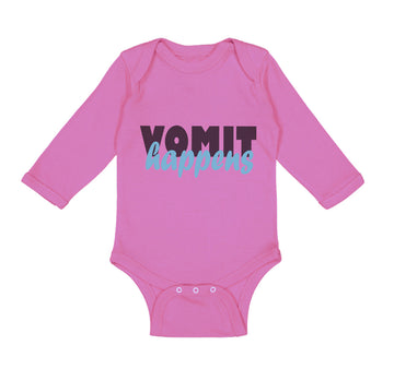 Long Sleeve Bodysuit Baby Vomit Happens Funny Humor Boy & Girl Clothes Cotton