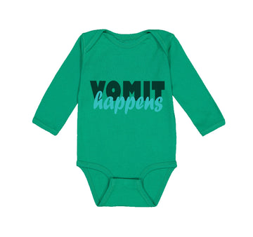 Long Sleeve Bodysuit Baby Vomit Happens Funny Humor Boy & Girl Clothes Cotton