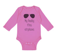 Long Sleeve Bodysuit Baby Daddy Flies Airplanes Pilot Dad Father's C Cotton - Cute Rascals