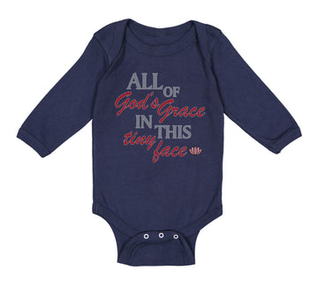 Long Sleeve Bodysuit Baby All of God's Grace in This Tiny Face Christian Cotton