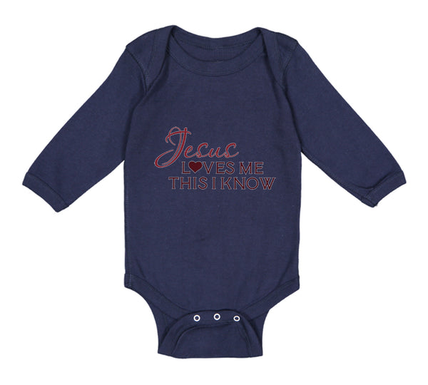 Long Sleeve Bodysuit Baby Jesus Loves Me This I Know Christian Jesus God Style B