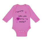 Long Sleeve Bodysuit Baby Black Purple Mommy Will You Marry Daddy Cotton - Cute Rascals