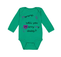 Long Sleeve Bodysuit Baby Black Purple Mommy Will You Marry Daddy Cotton - Cute Rascals