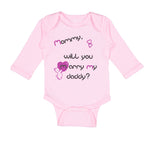 Long Sleeve Bodysuit Baby Black Purple Mommy Will You Marry Daddy Cotton - Cute Rascals