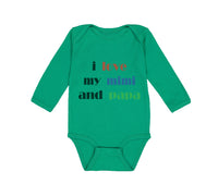 Long Sleeve Bodysuit Baby I Love My Mimi and Papa Grandparents Cotton