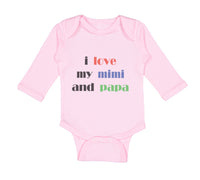 Long Sleeve Bodysuit Baby I Love My Mimi and Papa Grandparents Cotton
