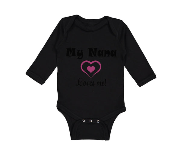 Long Sleeve Bodysuit Baby My Nana Loves Me! Heart Grandmother Grandma Cotton