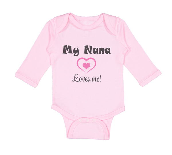 Long Sleeve Bodysuit Baby My Nana Loves Me! Heart Grandmother Grandma Cotton