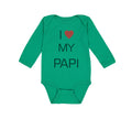 Long Sleeve Bodysuit Baby I Love Heart My Papi Valentines Love Cotton