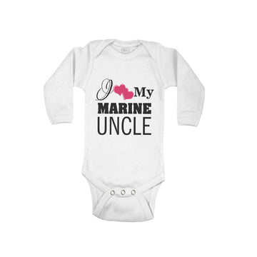 Long Sleeve Bodysuit Baby I Love My Marine Uncle Boy & Girl Clothes Cotton