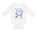 Long Sleeve Bodysuit Baby Born with Sticks in My Hands Drummer Funny Humor