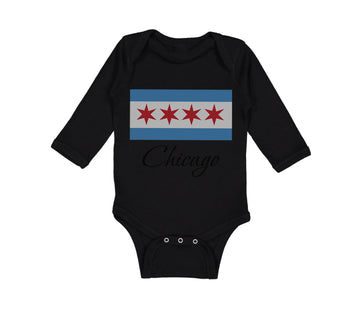 Long Sleeve Bodysuit Baby Chicago Flag Star Valentines Love Boy & Girl Clothes