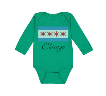 Long Sleeve Bodysuit Baby Chicago Flag Star Valentines Love Boy & Girl Clothes