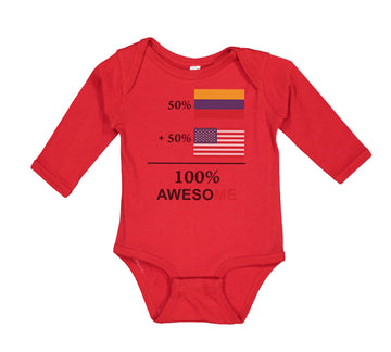 Long Sleeve Bodysuit Baby 50% Colombian 50%American 100% Awesome Cotton