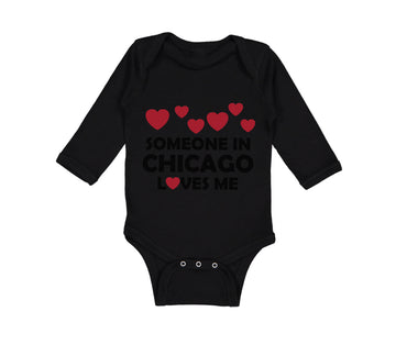 Long Sleeve Bodysuit Baby Someone in Chicago Loves Me Style B Boy & Girl Clothes