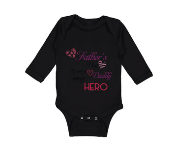 Long Sleeve Bodysuit Baby Happy Father's Day Daddy Hero Military Cotton