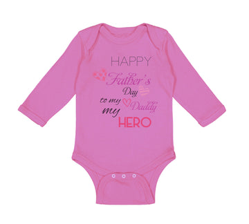 Long Sleeve Bodysuit Baby Happy Father's Day Daddy Hero Military Cotton