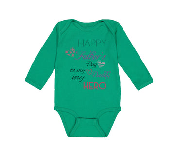 Long Sleeve Bodysuit Baby Happy Father's Day Daddy Hero Military Cotton