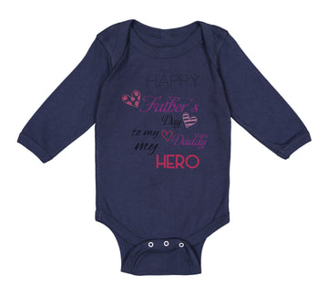 Long Sleeve Bodysuit Baby Happy Father's Day Daddy Hero Military Cotton