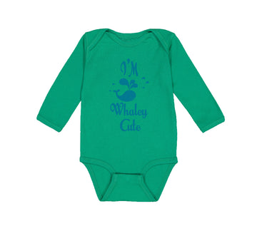 Long Sleeve Bodysuit Baby Blue Smiling Whale I'M Whaley Cute Ocean Sea Life