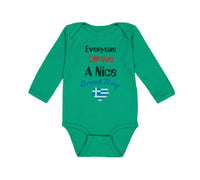 Long Sleeve Bodysuit Baby Everyone Loves A Nice Greek Boy Greece Greeks Cotton - Cute Rascals