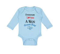 Long Sleeve Bodysuit Baby Everyone Loves A Nice Greek Boy Greece Greeks Cotton - Cute Rascals