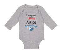 Long Sleeve Bodysuit Baby Everyone Loves A Nice Greek Boy Greece Greeks Cotton - Cute Rascals