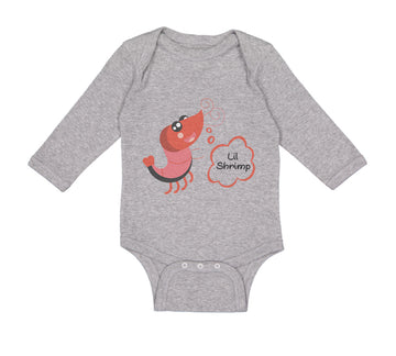 Long Sleeve Bodysuit Baby Funny Shrimp Saying Lil Shrimp Seafood Cotton