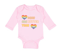 Long Sleeve Bodysuit Baby 2 Dads Are Better than 1 Gay Dad Father's Day Cotton - Cute Rascals