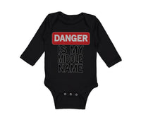 Long Sleeve Bodysuit Baby Danger Is My Middle Name Funny Humor Style A Cotton - Cute Rascals