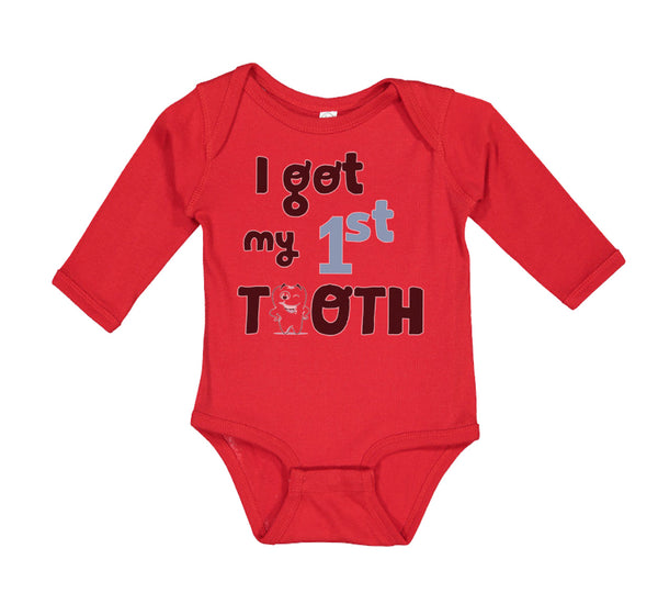 Long Sleeve Bodysuit Baby I Got My First Tooth Funny Humor Style C Cotton