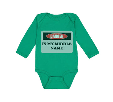 Long Sleeve Bodysuit Baby Danger Is My Middle Name Funny Humor Style B Cotton