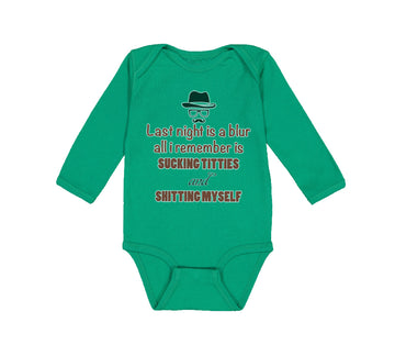 Long Sleeve Bodysuit Baby Night Blur Remember Sucking Titties Funny Cotton