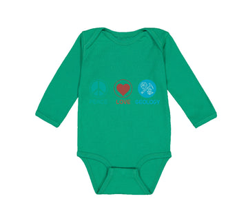 Long Sleeve Bodysuit Baby Peace Love Geology Teacher School Education Cotton