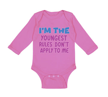 Long Sleeve Bodysuit Baby I'M The Youngest Rules Don'T Apply to Me Funny Humor