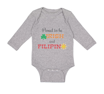 Long Sleeve Bodysuit Baby Proud to Be Irish and Filipino Boy & Girl Clothes