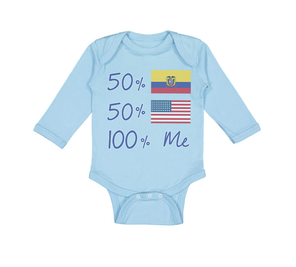 Long Sleeve Bodysuit Baby 50%Ecuador + 50% American = 100% Me Boy & Girl Clothes - Cute Rascals