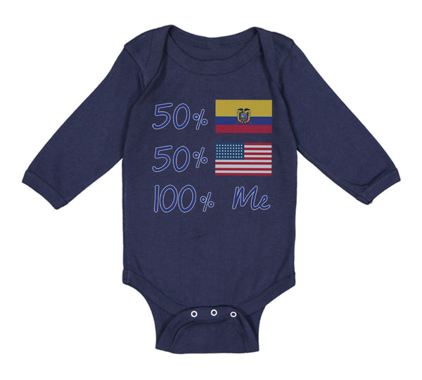 Long Sleeve Bodysuit Baby 50%Ecuador + 50% American = 100% Me Boy & Girl Clothes - Cute Rascals